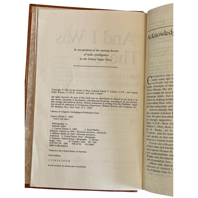 1980s First Edition Leather Bound Book 'And I Was There. Pearl Harbor and Midway—Breaking the Secrets' For Sale - Image 5 of 5