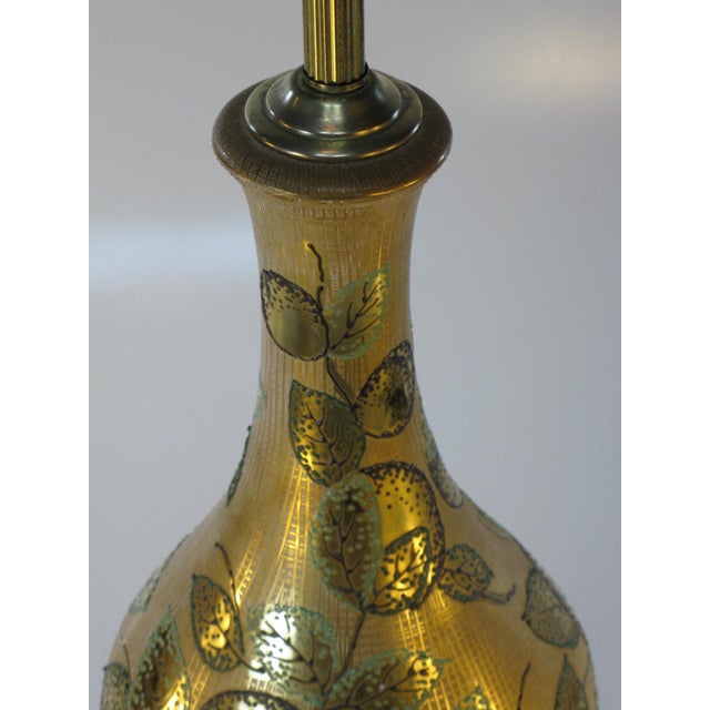 Mid-Century Modern 1960s Mid-Century Modern, Hollywood Regency, Gold Pottery, Atomic Age, Retro Table Lamp For Sale - Image 3 of 10