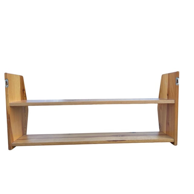 brutalist pine wall shelf from the 1970s