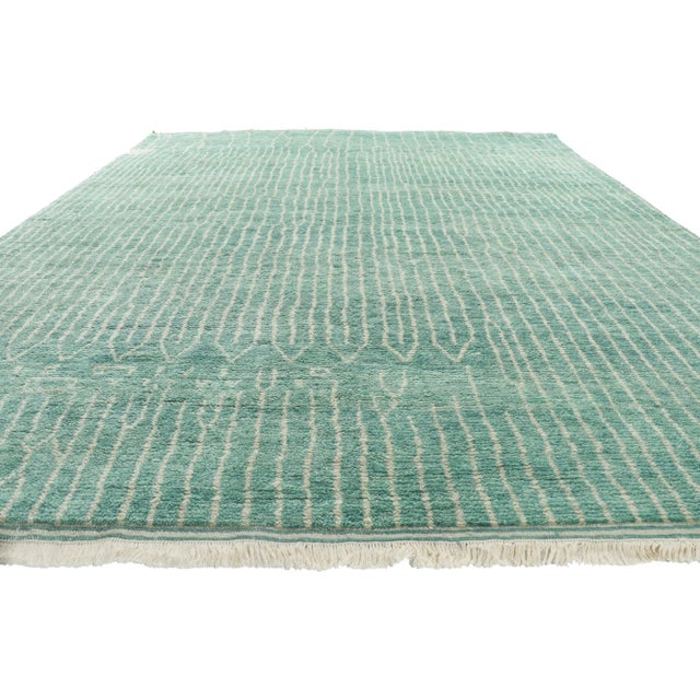 Moroccan Large Teal Green Moroccan Rug - 09'02 X 11'07 For Sale - Image 3 of 9