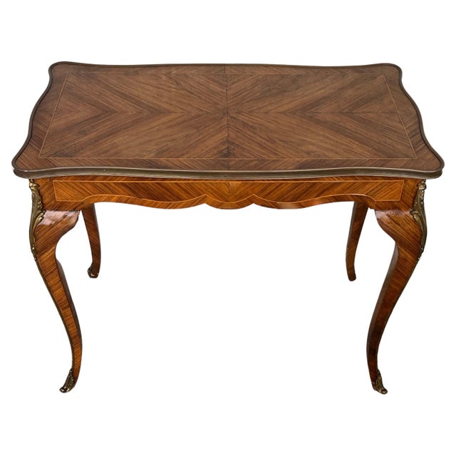 Early 20th Century French Marquetry Bronze Ormolu Mounted Center or Desk Table For Sale - Image 15 of 18