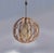 Mid 20th Century Large Cane Cage Pendant Light With Patterned Glass Conical Glass Globe For Sale - Image 9 of 9