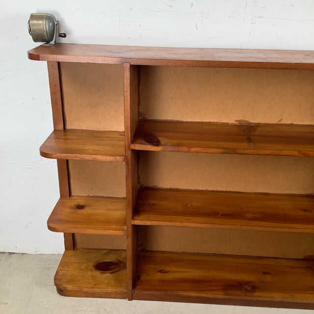 Wood Vintage Low Open Bookcase in Pine For Sale - Image 7 of 12