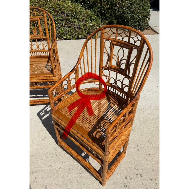 Vintage Rattan Bamboo Brighton Pavillion Chairs With Caned Seats, a Set of 4 For Sale - Image 11 of 11