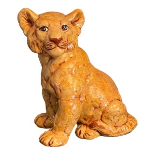 Art Deco Ceramic Lion Cub For Sale