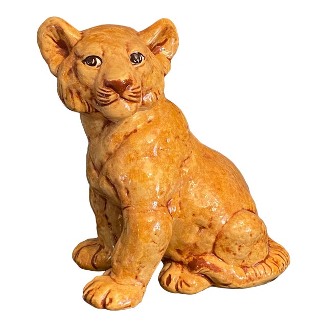 Art Deco Ceramic Lion Cub For Sale