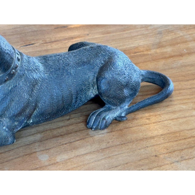19th Century Austrian Bronze Recumbent Dog With Studded Collar For Sale - Image 6 of 8
