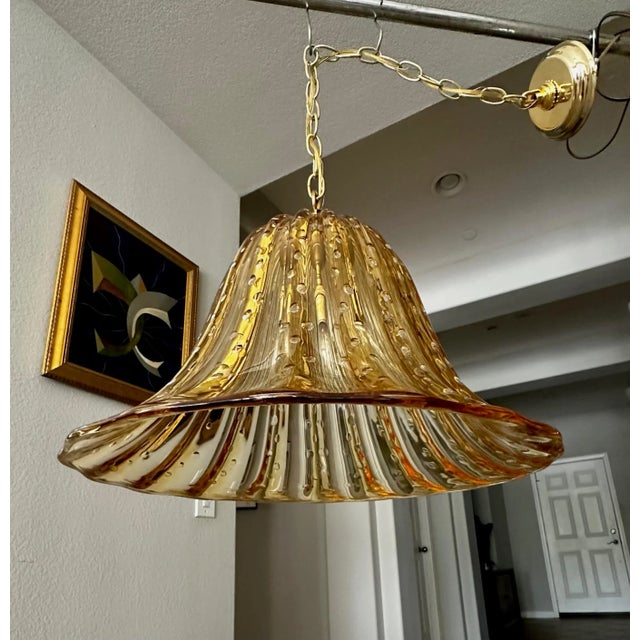 Murano Gold Glass Bell Shaped Chandelier or Pendant For Sale - Image 12 of 12