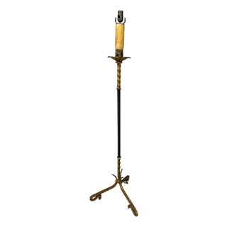 French Leather Floor Lamp For Sale