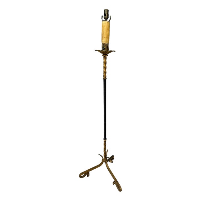 French Leather Floor Lamp For Sale