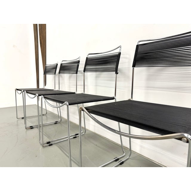 Italian Black and Chrome Spaghetti Chairs Design, 1980s, Set of 6 For Sale - Image 14 of 18