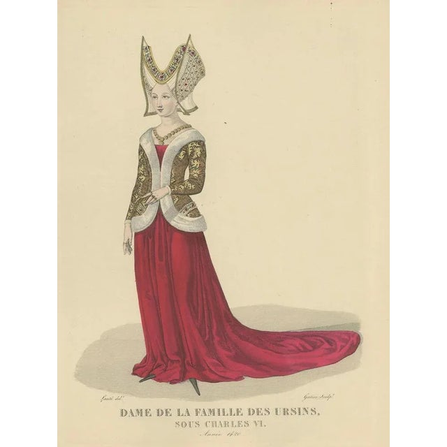 1900 - 1909 After Louis-Marie Lanté, Portrait of Lady of the Ursins Family, France, 1900, Engraving For Sale - Image 5 of 10