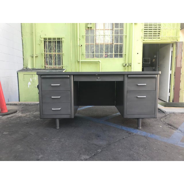 Vintage Steelcase Refurbished Double Pedestal Tanker Desk Chairish