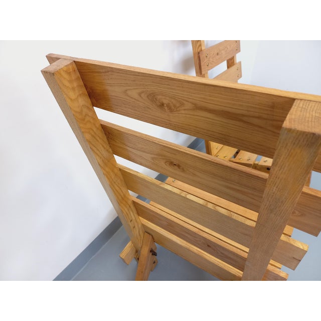 Set of Vintage Brutalist Wooden Slatted Armchairs, 1960s For Sale - Image 4 of 18