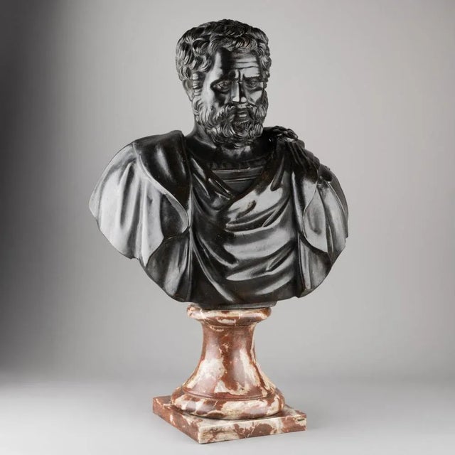 Metal Bust of a Roman Emperor or General, 1700s, Bronze For Sale - Image 7 of 7