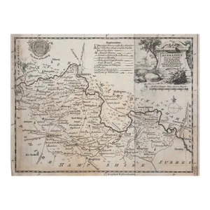 Antique Berkshire England Map With Oxford and Reading