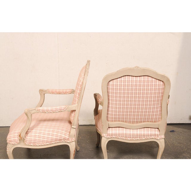 Beige Mid 20th Century French Pair of Louis XV Style Fauteuils For Sale - Image 8 of 13