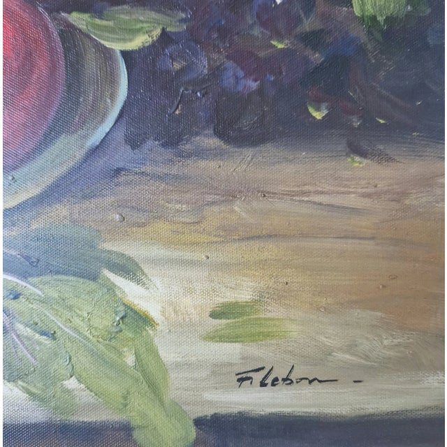 Traditional Mid-20th Century Signed F. Lebon - Still Life With Grapes and Peaches, Oil on Canvas For Sale - Image 3 of 4