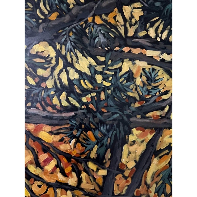 Contemporary Celebrating Autumn With the Mother Tree by Deb Komitor | Oil on cradle board Autumn landscape with a tree. For Sale - Image 3 of 5