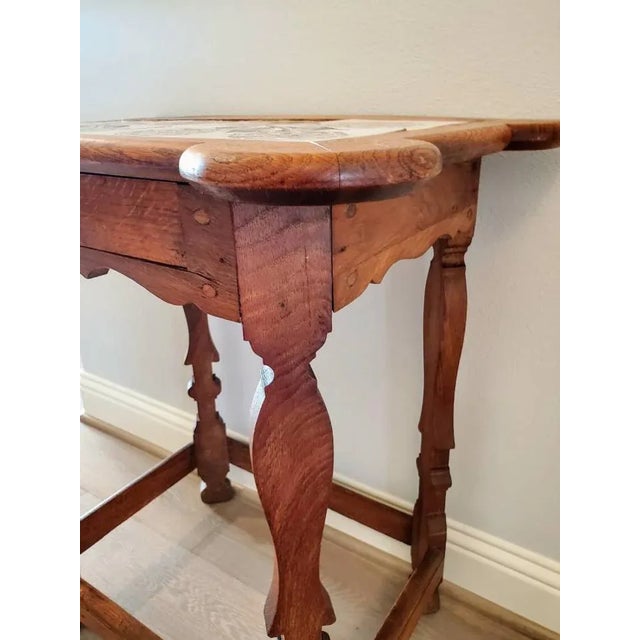 Wood 18th Century Colonial Porringer Tile Top Table For Sale - Image 7 of 11