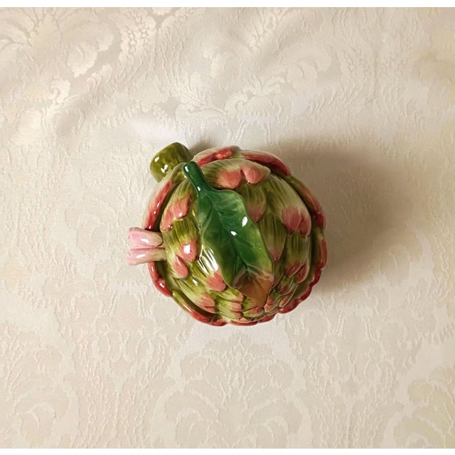 Ceramic Fitz & Floyd Artichoke Sugar Bowl Ceramic Italian Food Art Table Decor Medditerian Tableware Condiment Dish Grandmillenial For Sale - Image 7 of 12