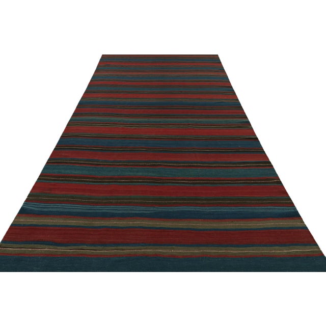 1950s 1950s Vintage Afghan Tribal Kilim Gallery Runner Rug With Stripes For Sale - Image 5 of 7