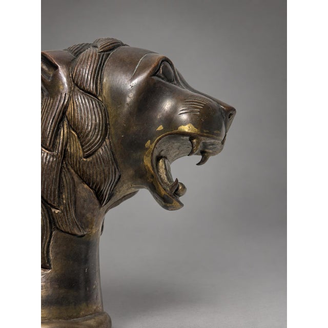 Metal European Patinated and Parcel-Gilt Lion-Head Vesta or Match Safe, Circa 1900 For Sale - Image 7 of 9