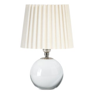 Giorgio Crystal Mini Lamp, Polished Nickel with Oyster Wave Pleat Shade For Sale