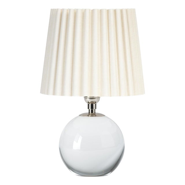 Giorgio Crystal Mini Lamp, Polished Nickel with Oyster Wave Pleat Shade For Sale