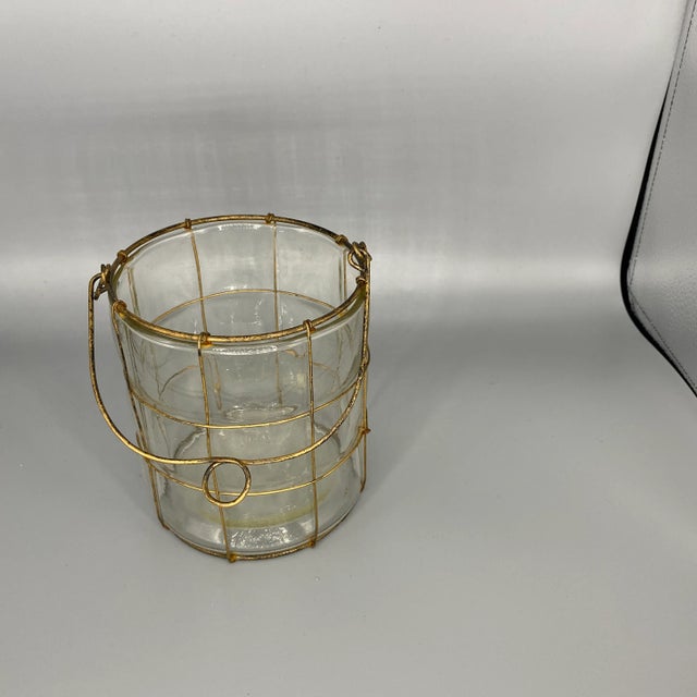 Boho Chic Caged Glass Bucket With Handle For Sale - Image 3 of 9