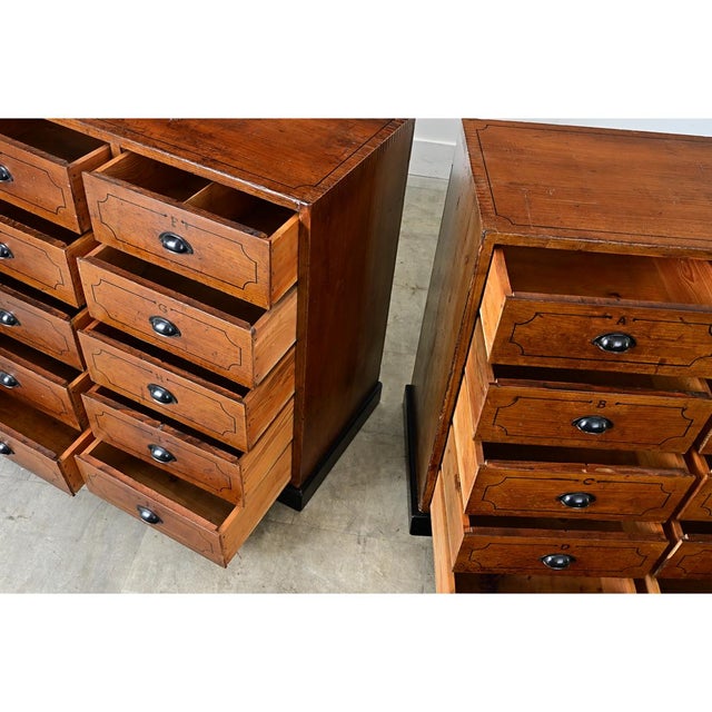 19th Century Pair of English Painted Pine File Drawers For Sale - Image 9 of 10