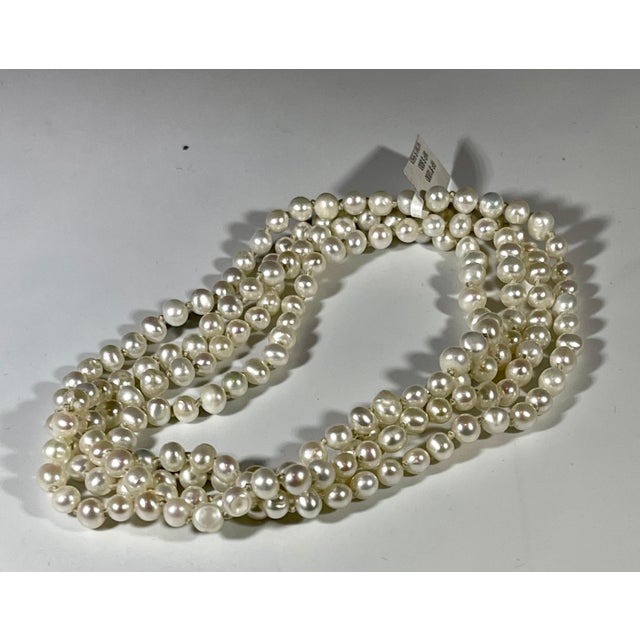 Fresh Water Round Pearl Single Strand Necklace, Opera Length For Sale - Image 9 of 18