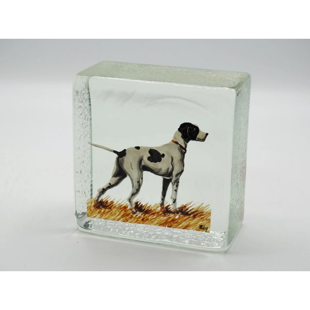 Hand painted hunting dog one of a kind paperweight and bookend. The talented artist has depicted a sporting dog on point...