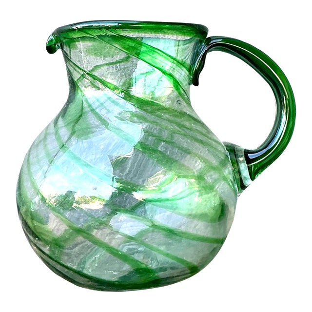 Vintage a Boho Blown Glass Pitcher For Sale