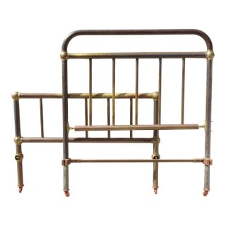 Antique Brass Bed Frame Headboard Footboard & Rails ~ French Country For Sale