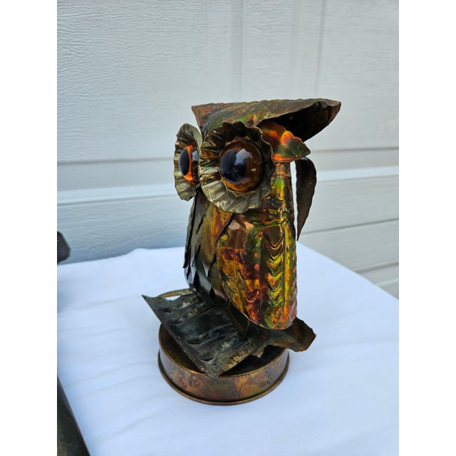 Mid-Century Modern Pair of Brutalist Mid-Century Modern Metal Owls For Sale - Image 3 of 12