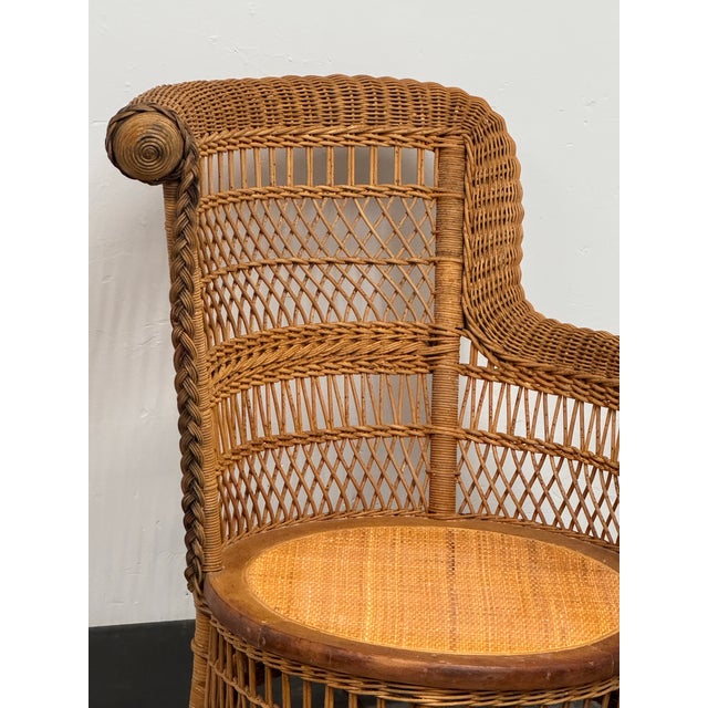 Late 20th Century Woven Rattan Armchair, Vintage For Sale - Image 5 of 12