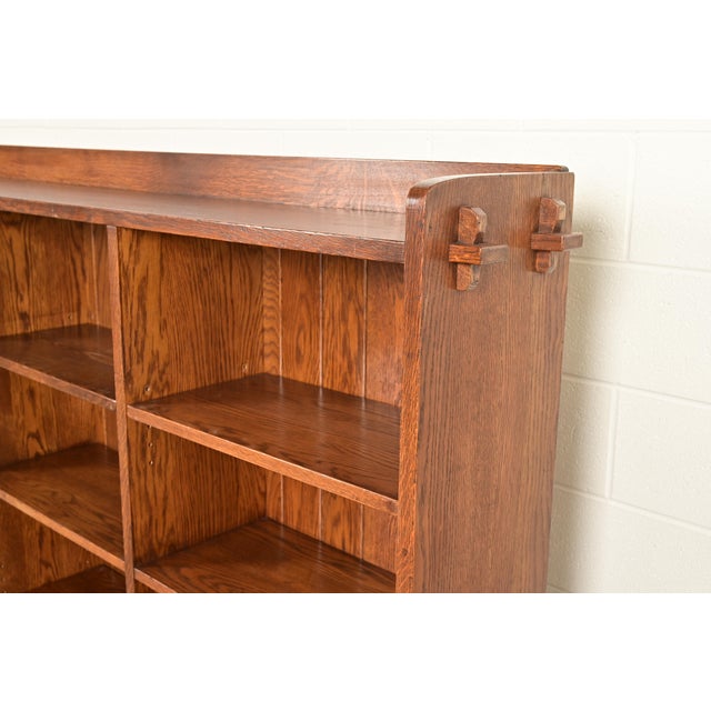 1990s Stickley Mission Oak Arts & Crafts Triple Bookcase For Sale - Image 5 of 13