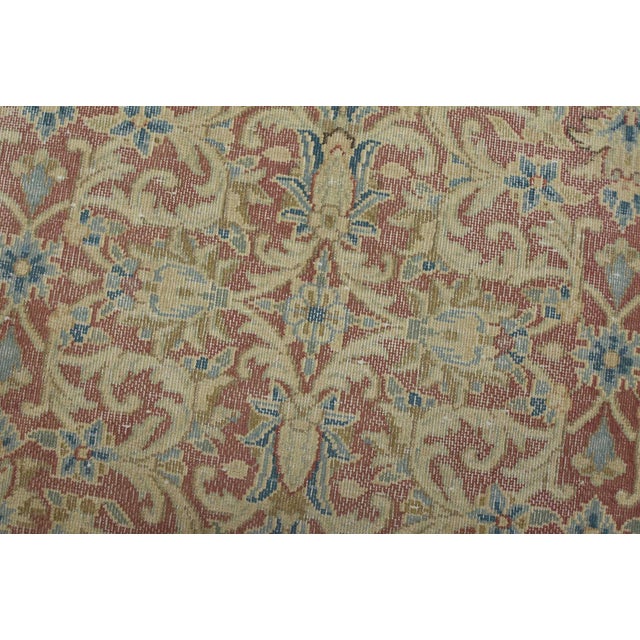 Kerman Rug 5’6” X 8’6” Red Wool Vintage Distressed Hand-Knotted Carpet For Sale - Image 4 of 14