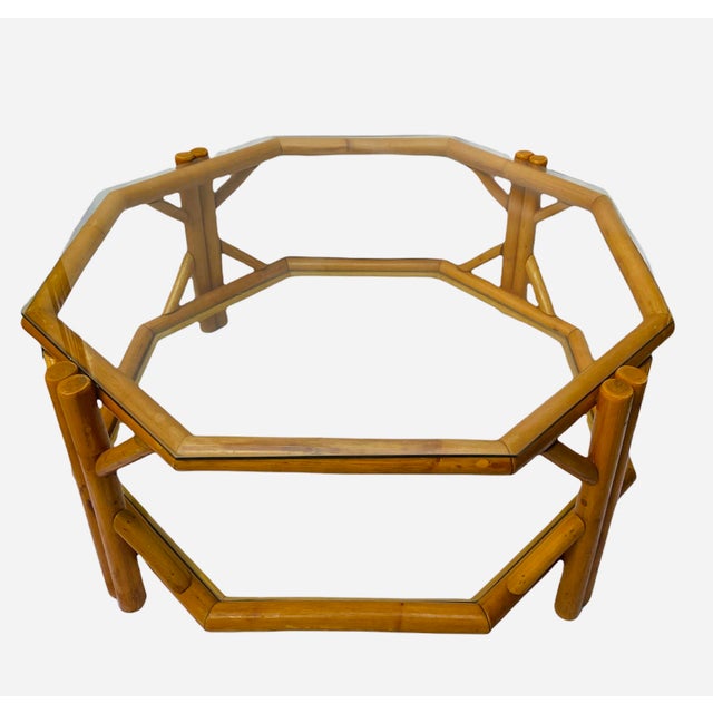 1950s 1950s Rattan Octagon Coffee Table For Sale - Image 5 of 5