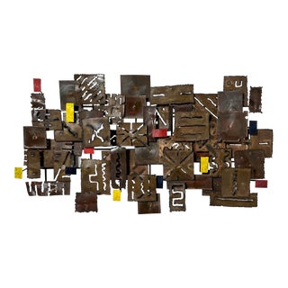 C. 1960s Mid-Century Brutalist Abstract Torch Cut Wall Sculpture For Sale