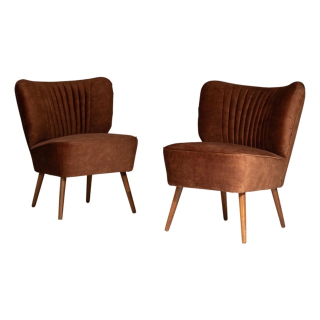 1940s Danish Upholstered Cocktail Chairs - A Pair For Sale