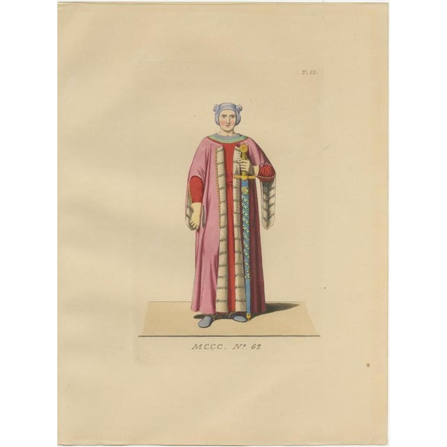 Cream Paul Mercuri, Medieval Costume Prints, 1845, Engravings, Set of 10 For Sale - Image 8 of 14