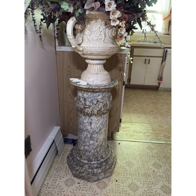 19th C Italian Neo-Classical Carrera Marble Column Grape Motif For Sale - Image 4 of 7