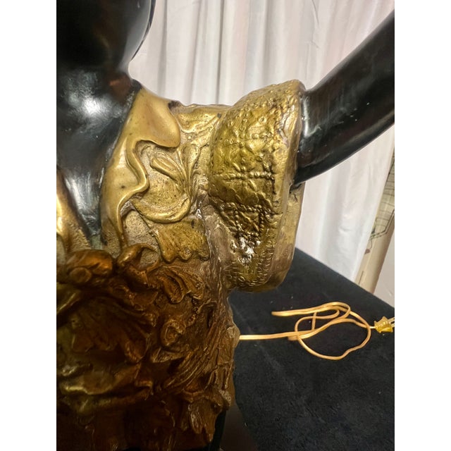 Mid 20th Century Maitland-Smith Egyptian Style Figural Sculpture Bronze Lamp For Sale - Image 10 of 17