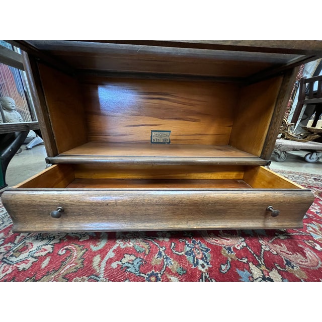 Globe Wernicke Antique 3 Stack Oak Barrister Bookcase With Drawer by the Globe Wernicke Co. For Sale - Image 4 of 12
