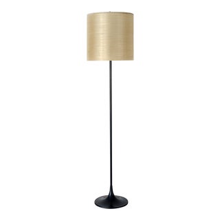 1960s Mid Century Modern Black Floor Laurel Lamp With Fiberglass Lamp Shade For Sale