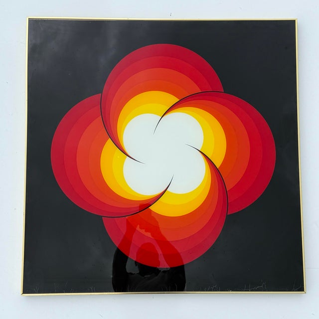 Large 1970's Floral Reverse Printed on Glass Wall Art by Turner.