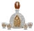 Art Deco Amber Overlay Cut Crystal Decanter & Cordial Glasses, 1930s, Set of 5 For Sale