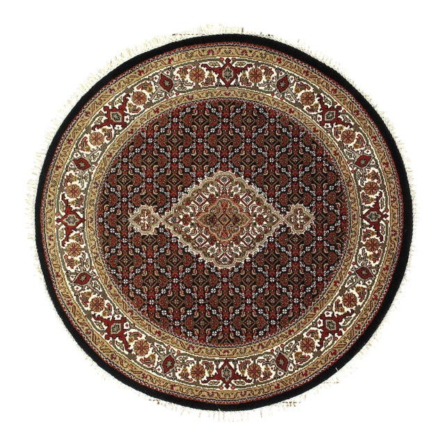 2020s Fine Hand Knotted Silk & Wool Tabriz Round Rug For Sale
